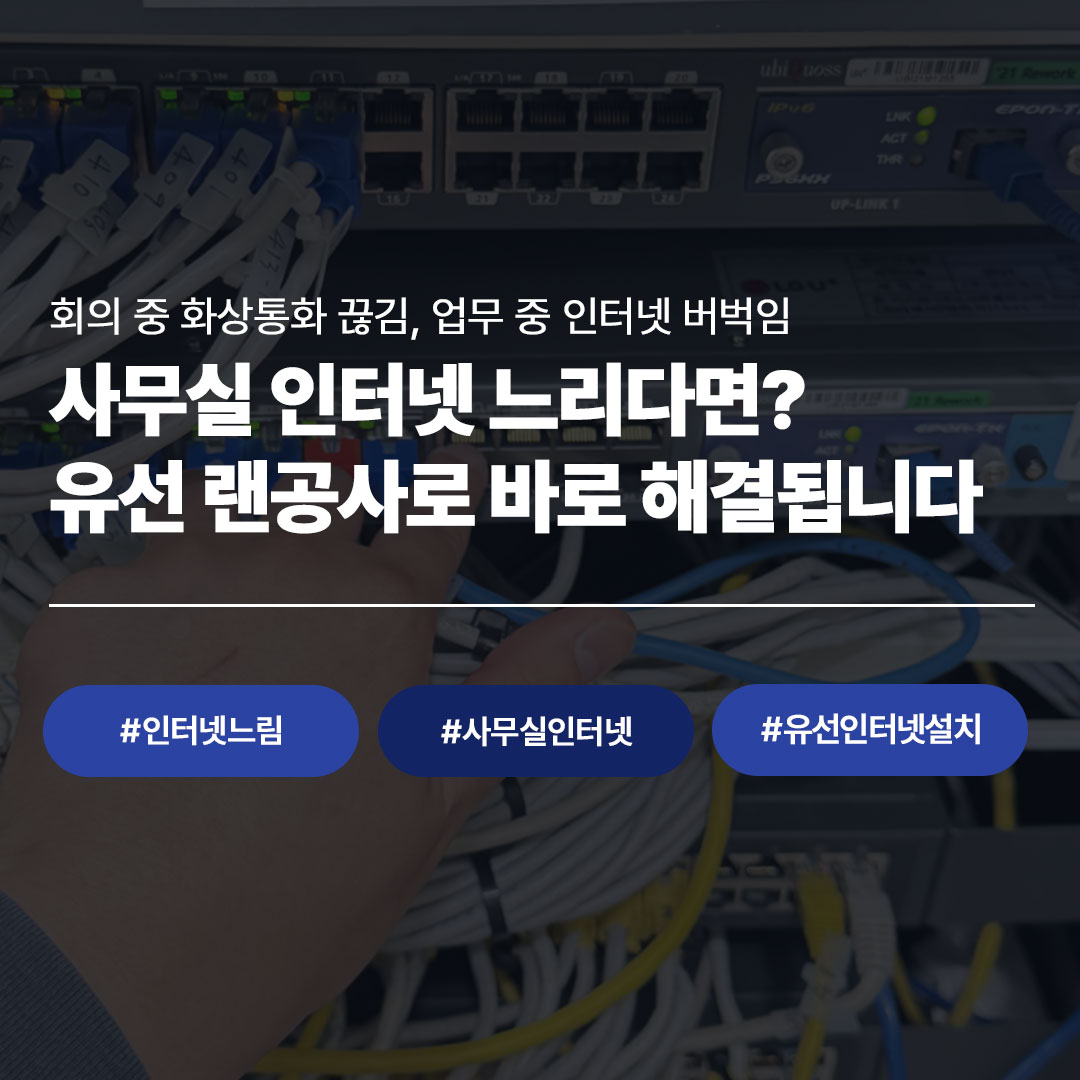 LG유플러스 통신국사 랙 내부 배선 정리 작업 모습, 사무실 유선 랜공사 백본 스위치 시공