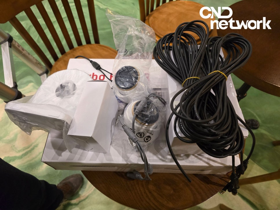 인천 카페 CCTV 설치 자재 하이크비전 카메라 케이블 개봉 CND네트워크