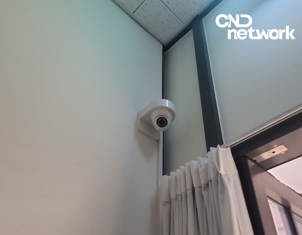 인천 주안 상가 천장형 CCTV 카메라 설치 완료 사진, 출입구 감시 각도 세팅