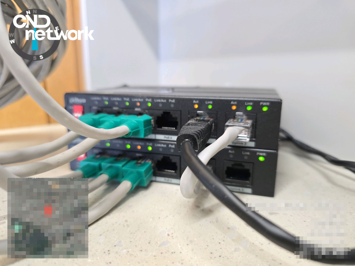 LG U+ CCTV용 PoE 스위치 네트워크 장비 연결 설치 모습