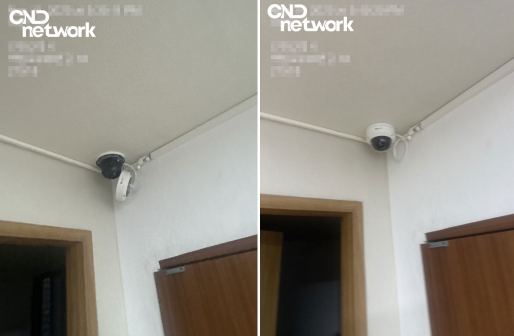 인천 간석동 마사지샵 CCTV 카메라 설치 모습 천장 돔형 카메라 근접샷