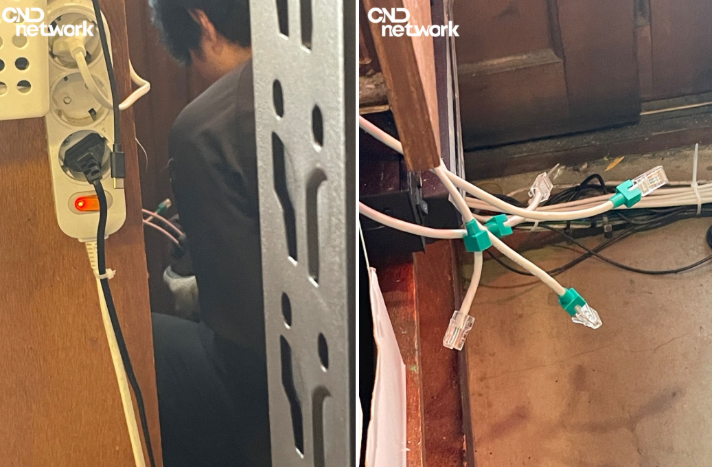 서울대입구 목구멍 갈비본살 CCTV 전원 연결 및 랜선 커넥터 배선 작업 근접샷