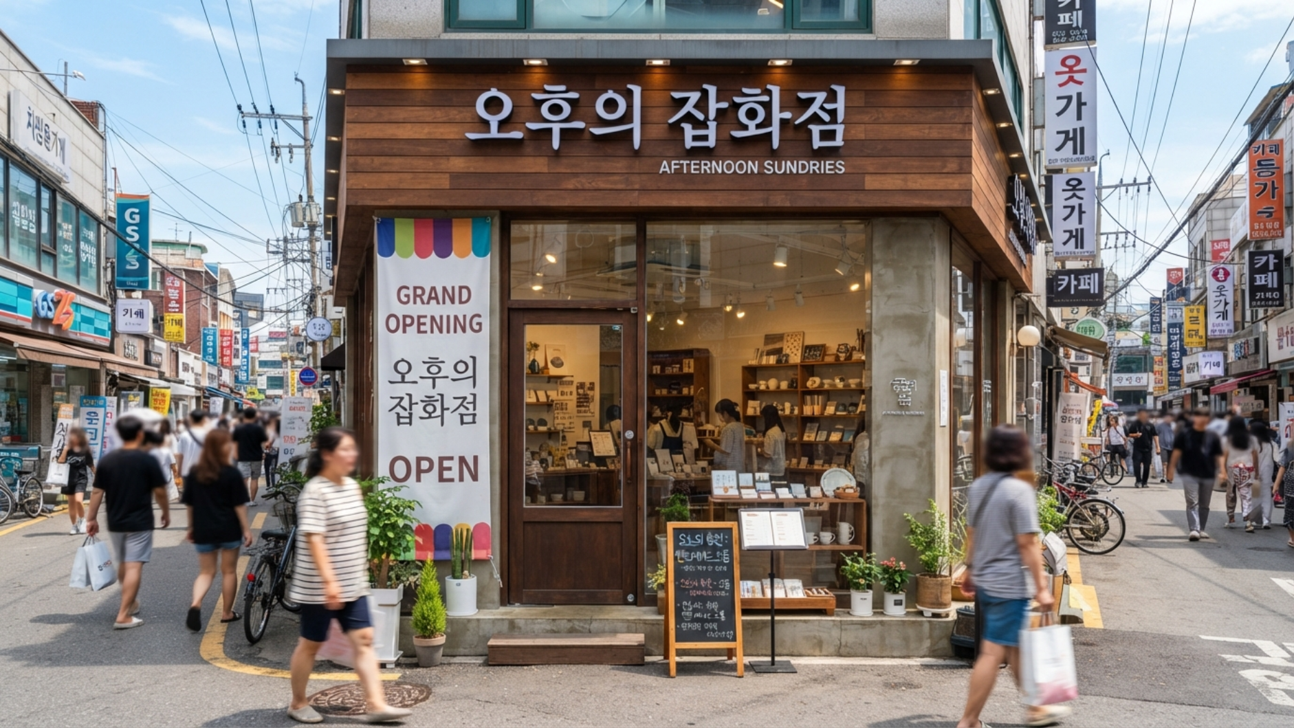 인천 미추홀구 상가 매장 외관, 인터넷 개통을 준비하는 한국 소상공인 점포
