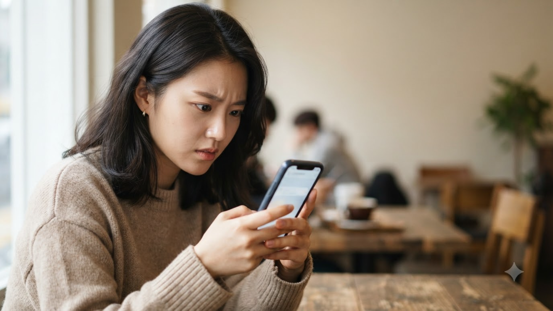 통신사 요금 청구 문자 확인 후 놀란 표정 - 예상 외 청구액 발견