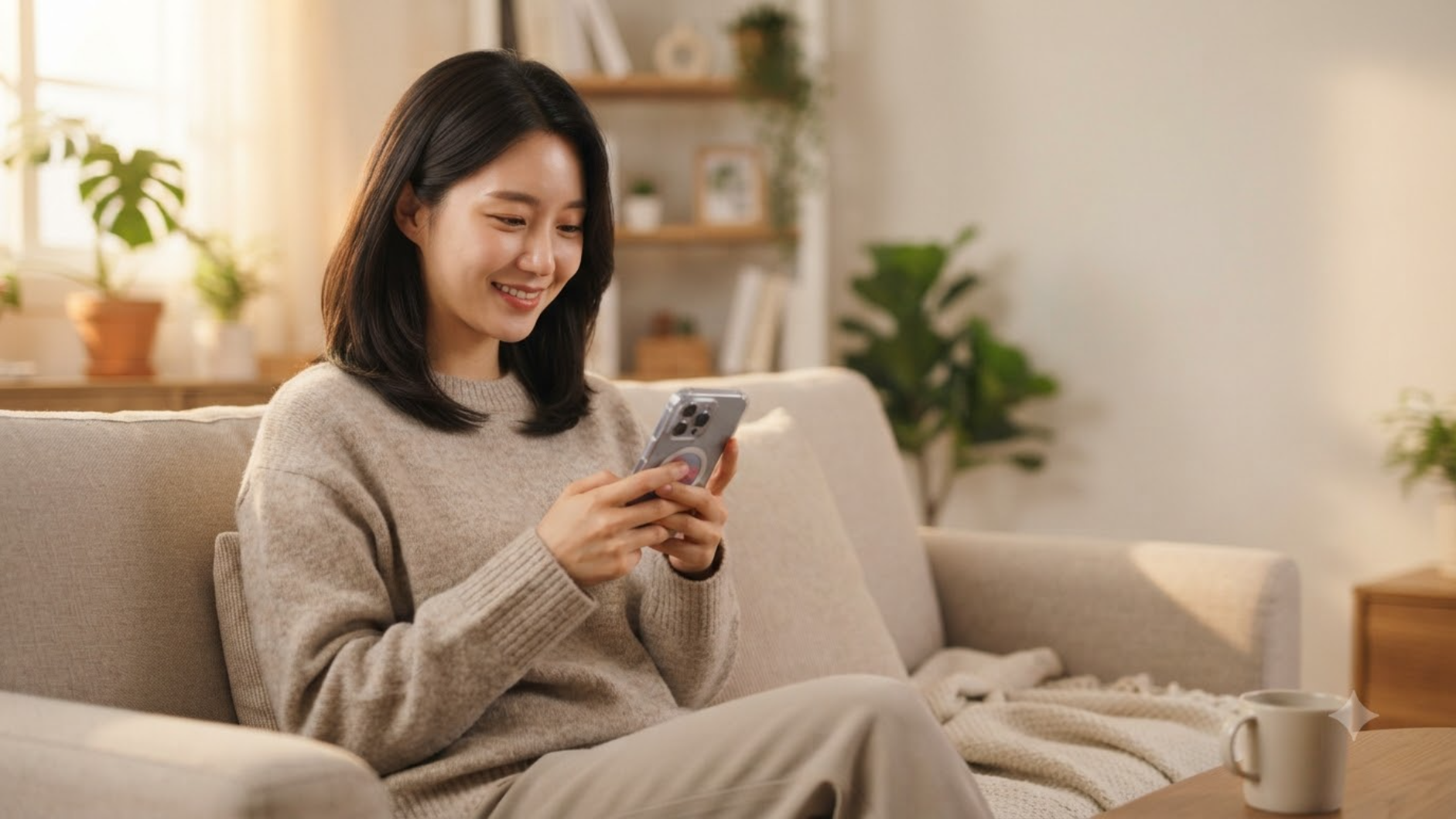 휴대폰 케이스 착용 후 일상 사용 모습 - 파손 예방 효과
