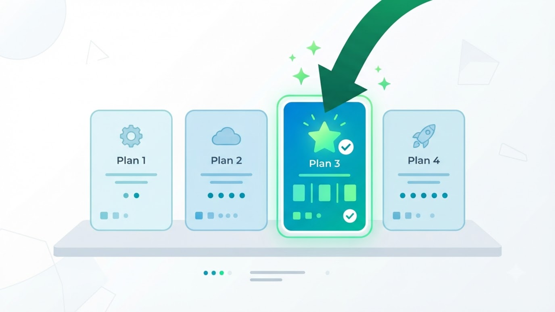 사무실 인터넷 요금제 4종 중 최적 플랜(Plan 3)을 선택하는 비교 인포그래픽
