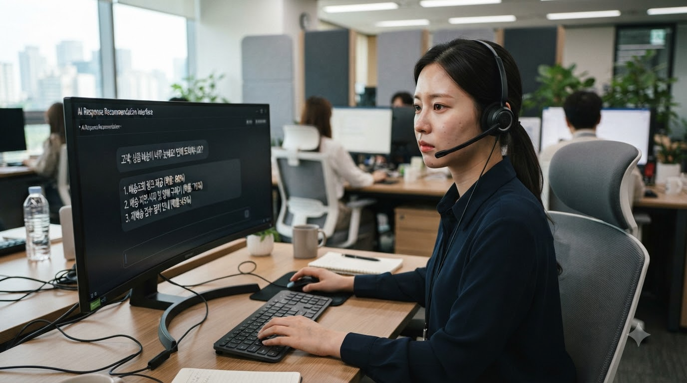 AI 상담 응대 추천 인터페이스를 활용해 고객 문의에 답변하는 상담사