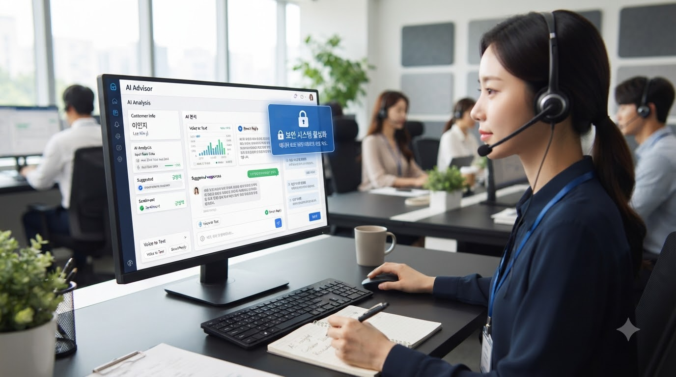 AI 상담어드바이저 화면에 표시된 보안 시스템 활성화 알림