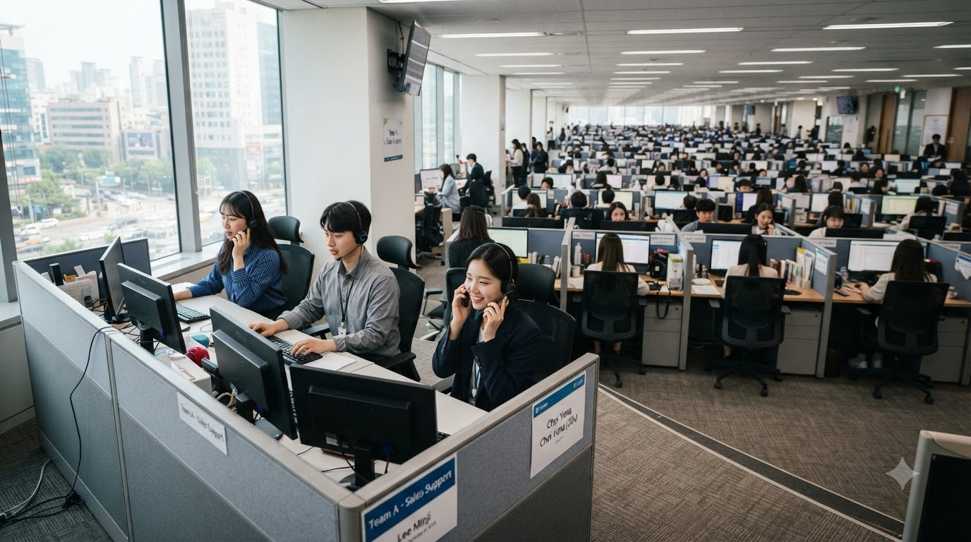 콜센터 규모와 업종에 따른 상담원 근무 모습